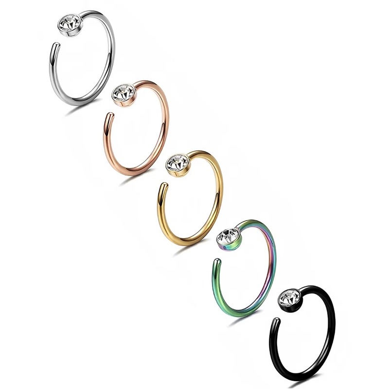 5 peças de argolas para o nari - Body Jewelry Surgical Steel avaliação e preço