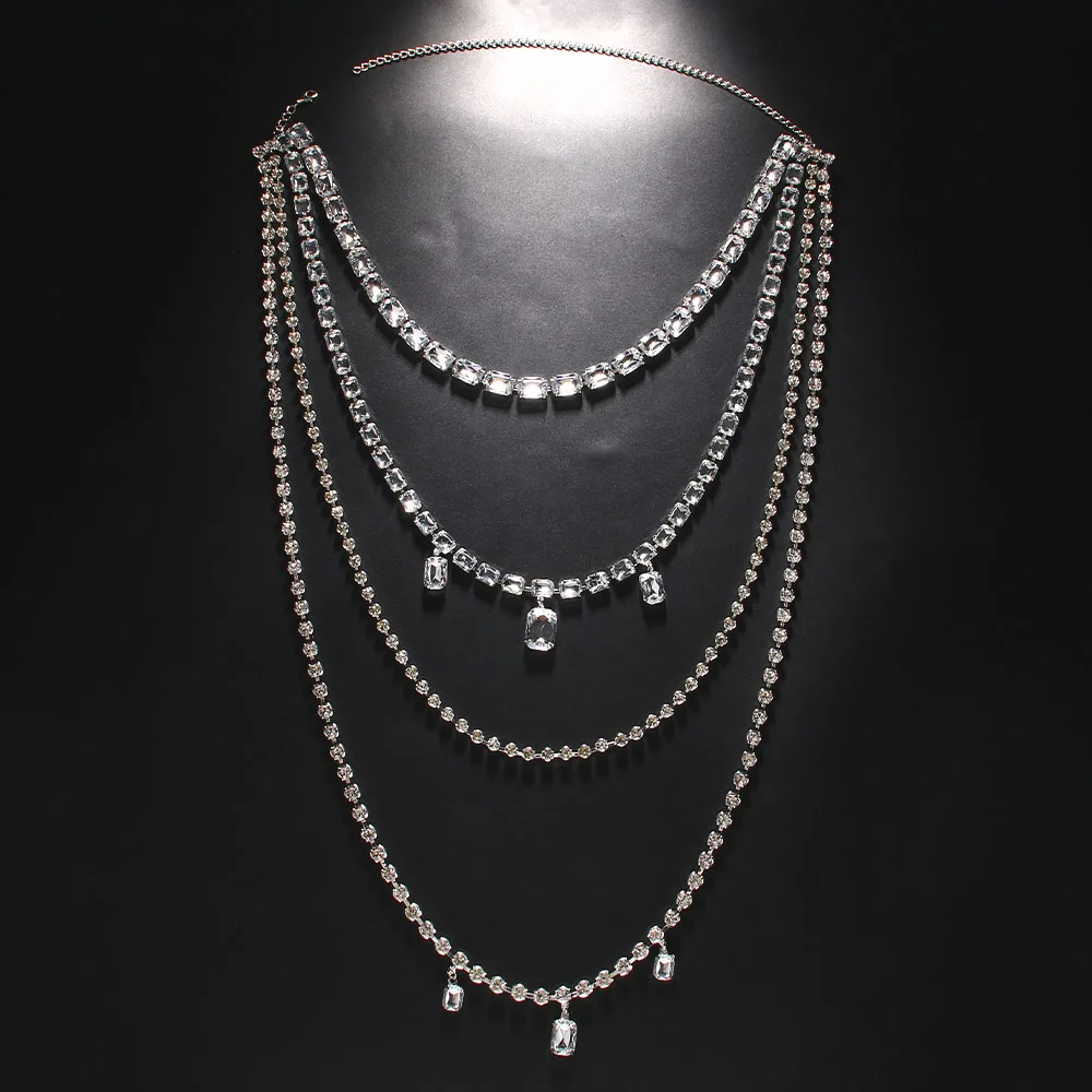 Brilho strass longo borla volt - Body Jewelry Necklace avaliação e preço