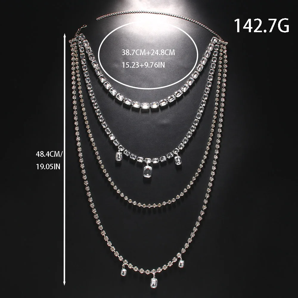 Brilho strass longo borla volt - Body Jewelry Necklace avaliação e preço